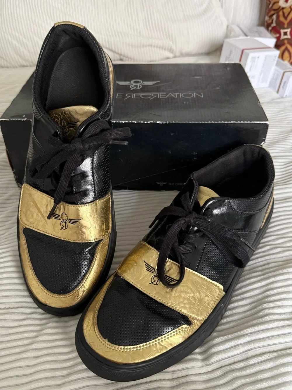 Creative Recreation Cesario Lo Men's Sneakers SZ 12 Black Metallic Gold With Box